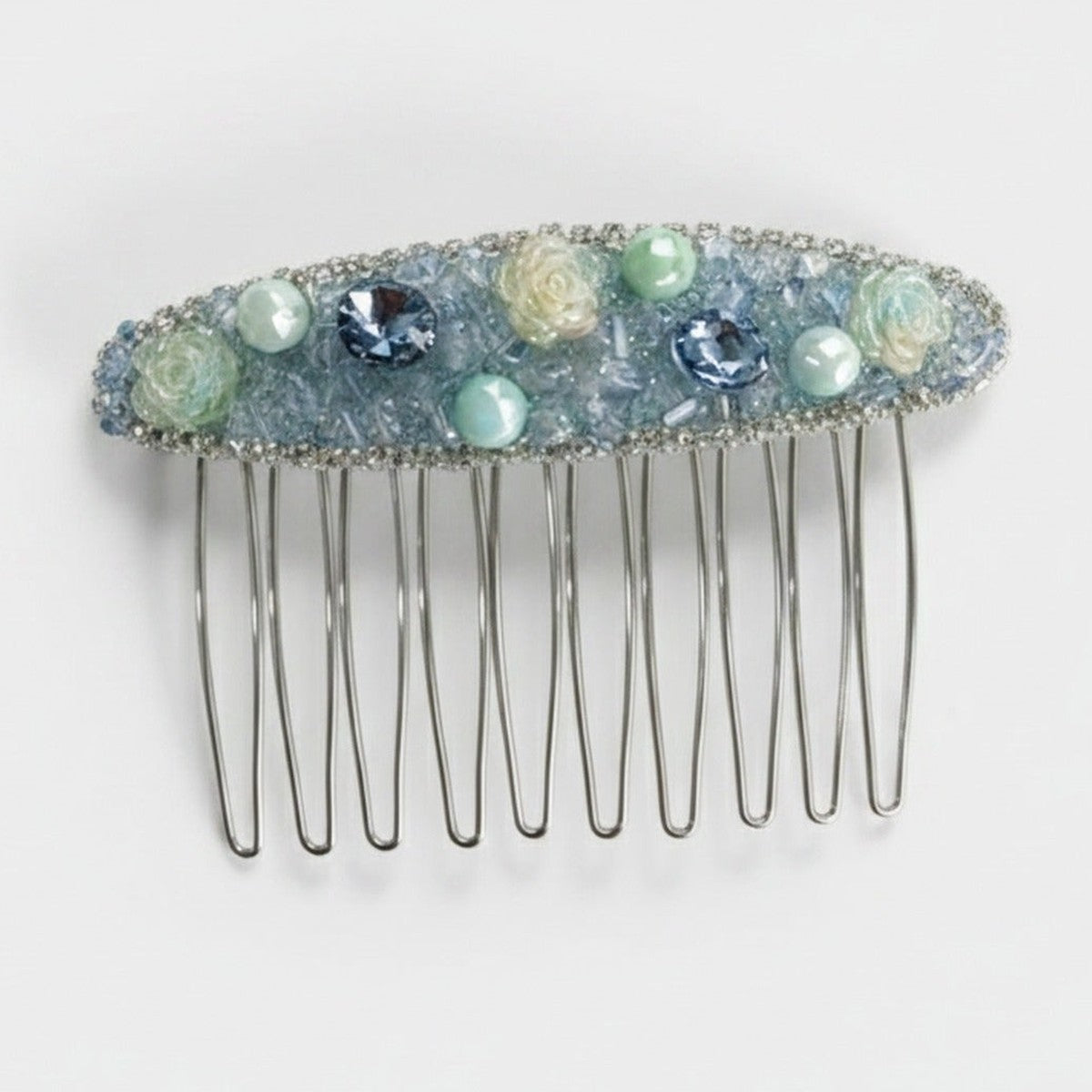 Pastel Beaded Flower Hair Comb Clip – hair accessories (view 1)