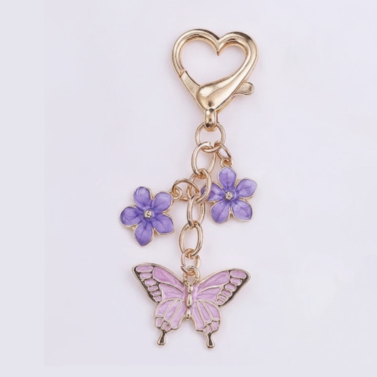Butterfly Flower Keyring Charm - Purple Butterfly Charm – novelty & toys (view 1)