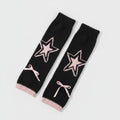 Star & X Knit Crew Socks - Black & Pink
