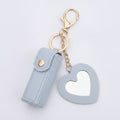 Heart Cutout Leather Keychain - Sky Blue