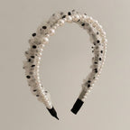 Pearl Beaded Ruffle Headband - Champagne – hair accessories (view 1)