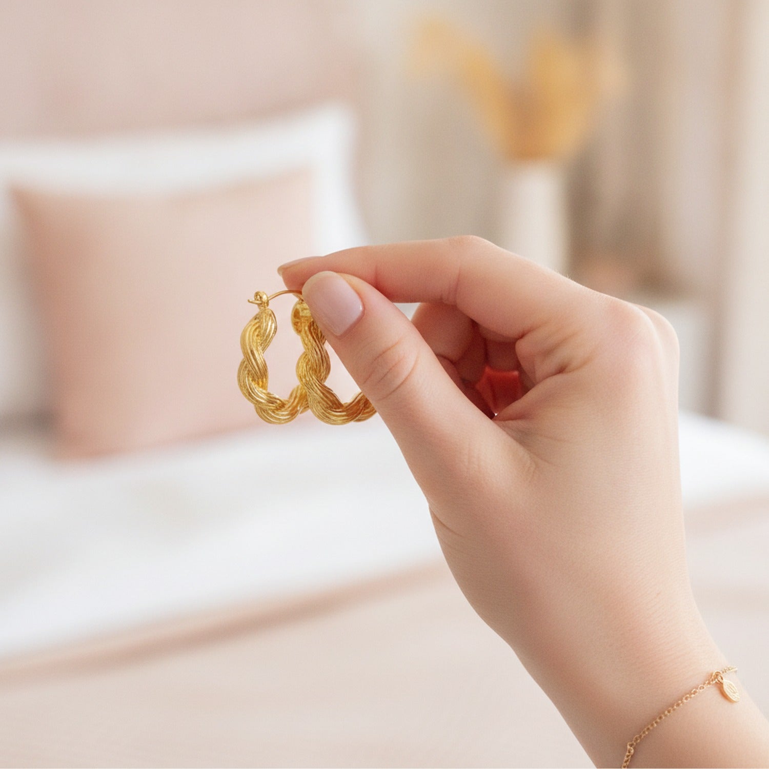 Twisted Gold Hoop Earrings Gold