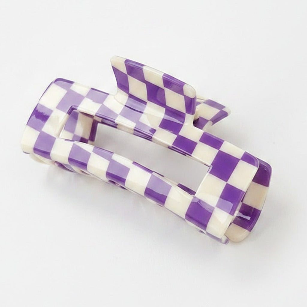 Hair Claw Clip - Purple Grid 10.5cm – hair accessories (view 1)