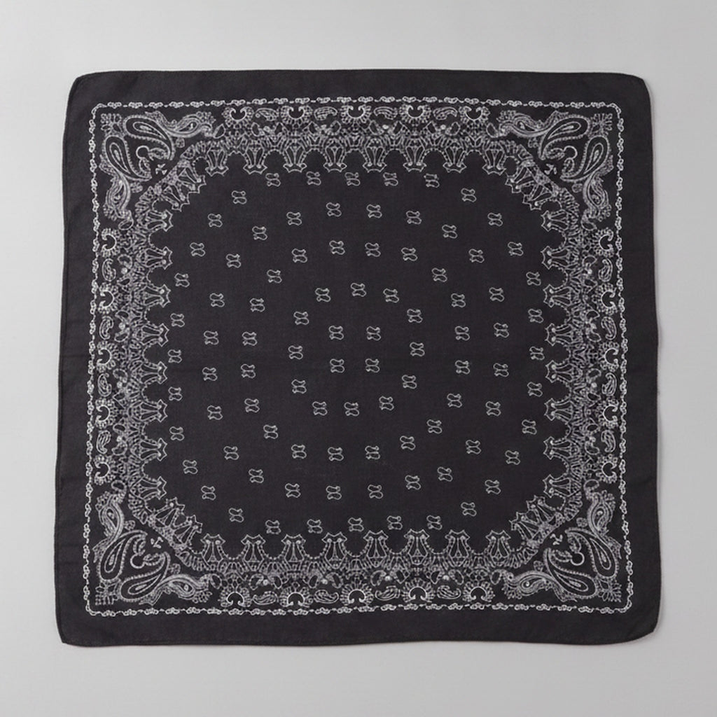 Ornate Bandana Square Scarf - Charcoal