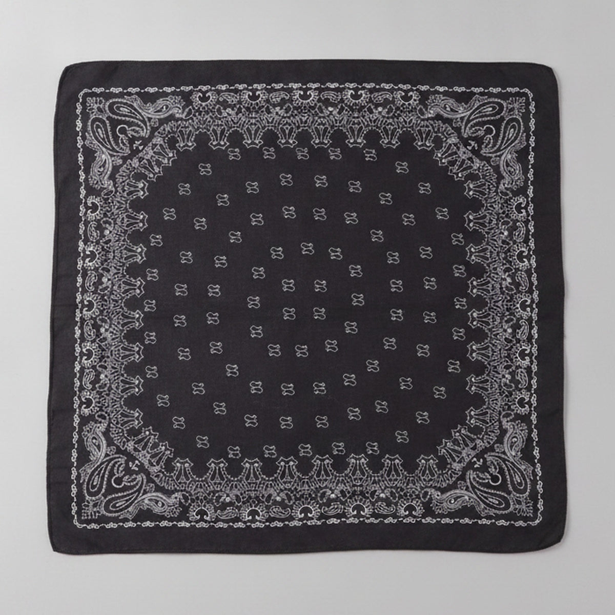 Ornate Bandana Square Scarf - Charcoal