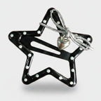 Black Star Hair Clip With Chain Charm – hair accessories (view 1)