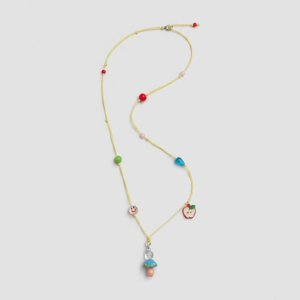 Beaded Charm Necklace With Colorful Fruit Pendants – jewelry (view 1)