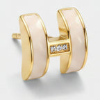 Gold Chunky H-Shape Rhinestone Earrings – jewelry (view 1)