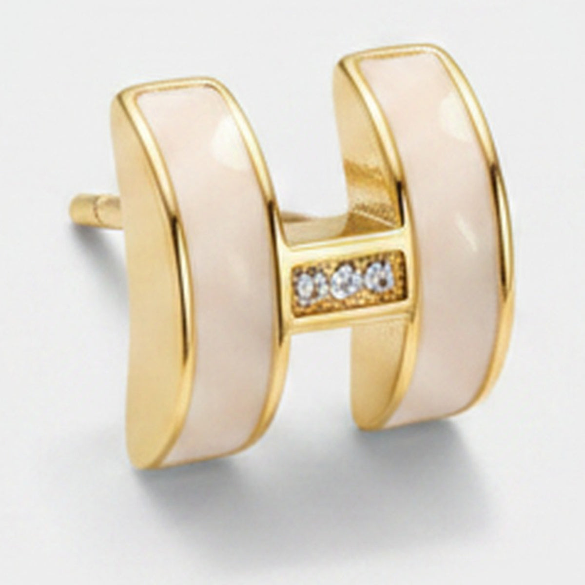 Gold Chunky H-Shape Rhinestone Earrings – jewelry (view 1)
