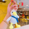 Cute Glasses Duck Plush Keychain Bag Charm Gift Toy - White