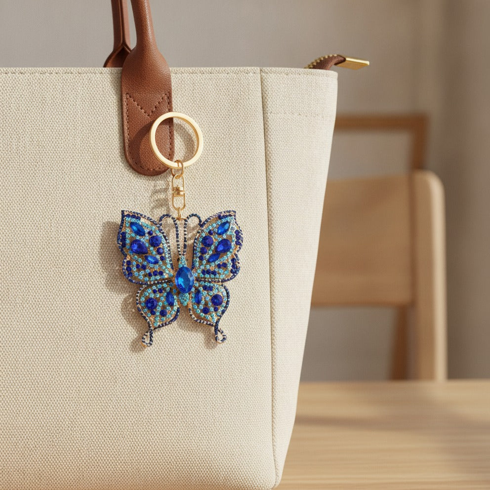 Sparkly Butterfly Keychain - Royal Blue
