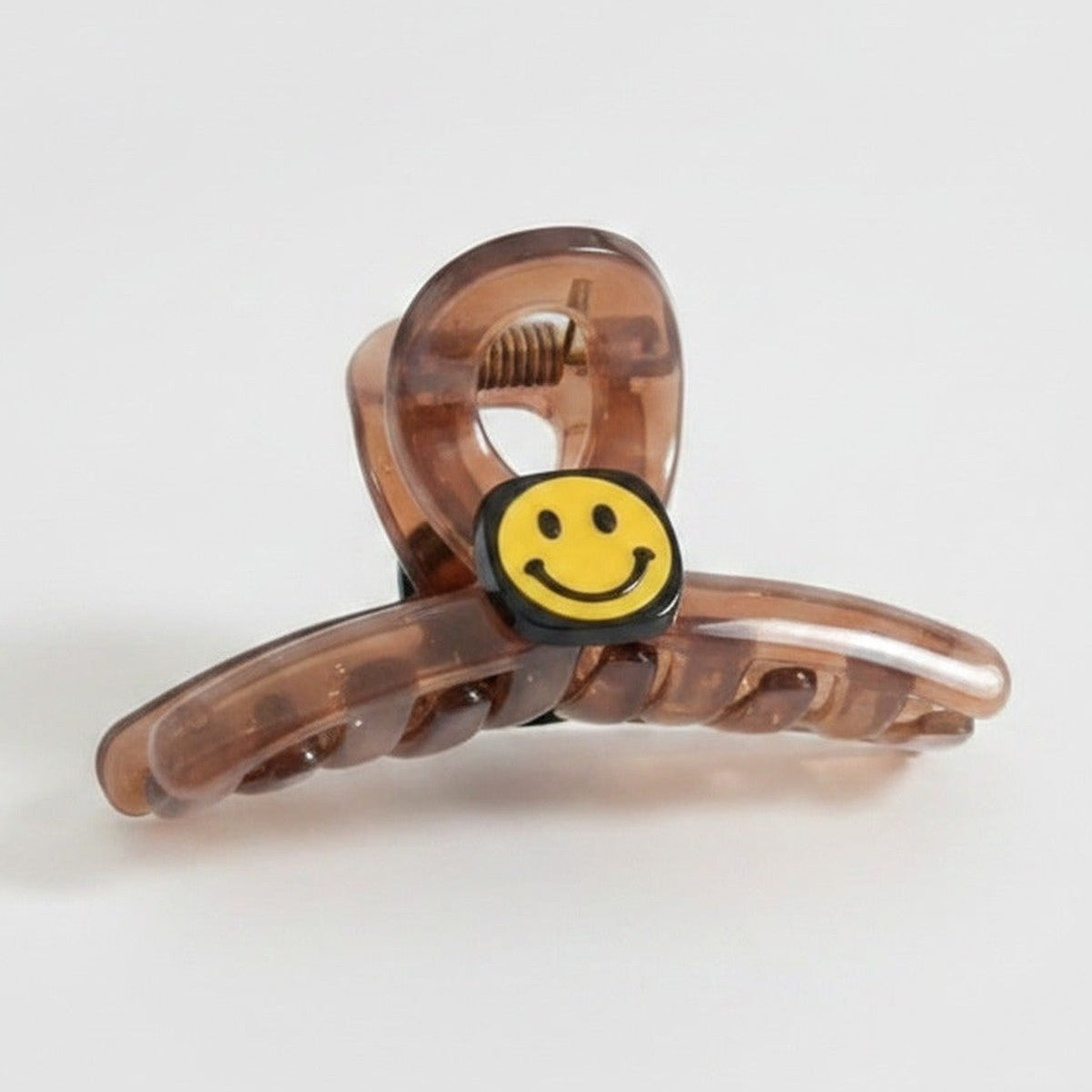 Smiley Face Tortoiseshell Hair Claw - Smiley Face Brown – hair accessories (view 1)
