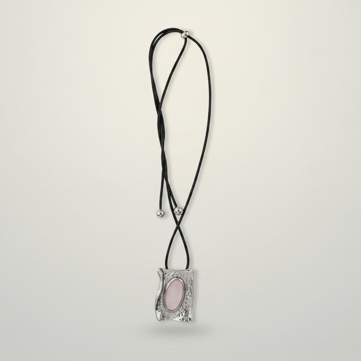 Modern Hammered Pendant Black Cord Necklace – jewelry (view 1)