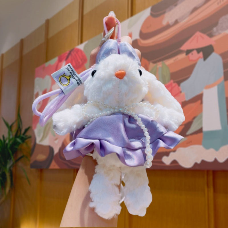 Dress Up Bunny Plush Keychain Cute Bag Charm Gift Toy - Purple 1
