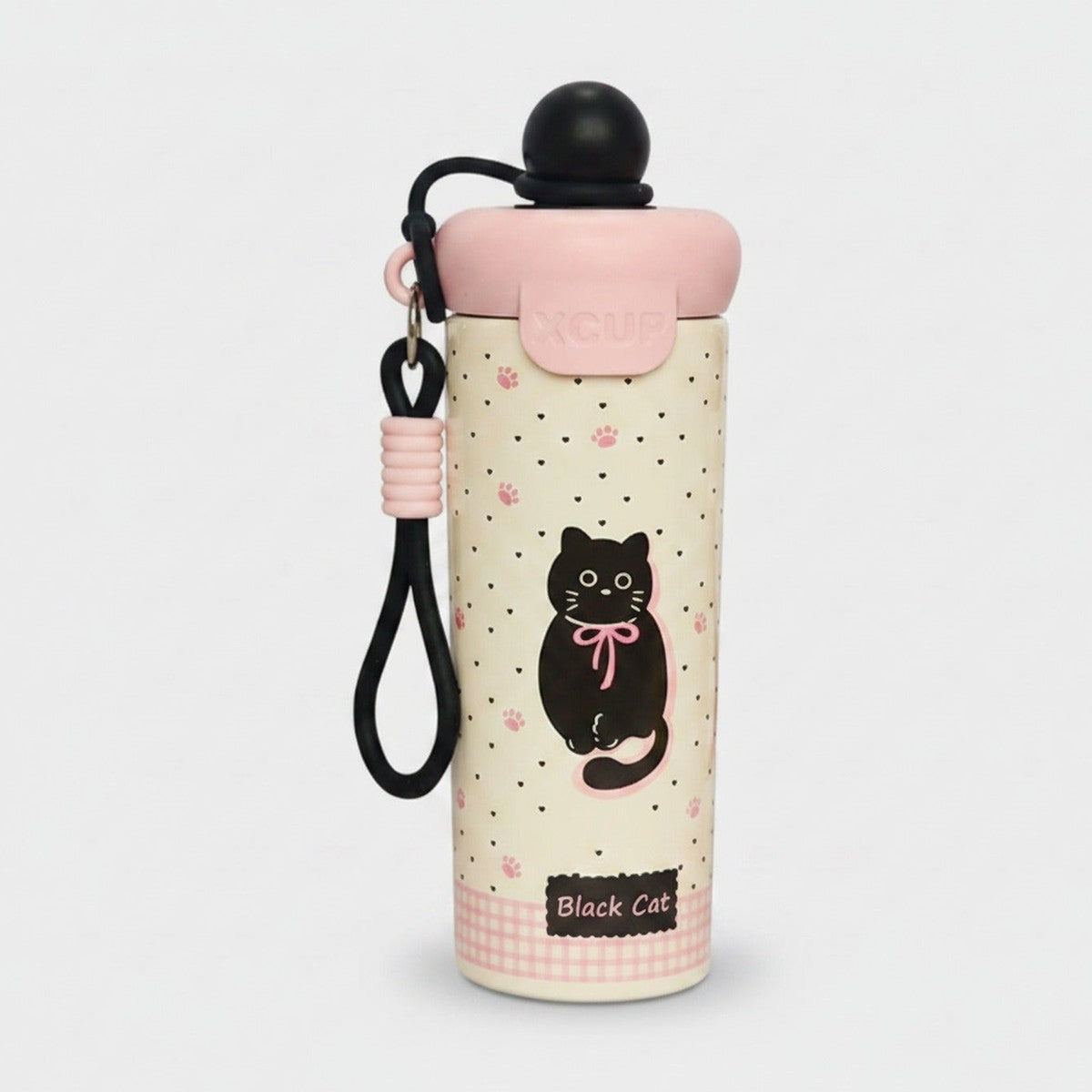 Black Cat Insulated Water Bottle With Charm – novelty & toys (view 1)