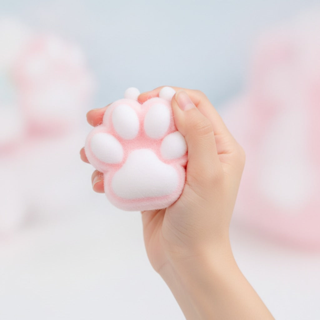 Kawaii Monster Onigiri Rice Ball Toy - Bubblegum Pink - squeeze in hand