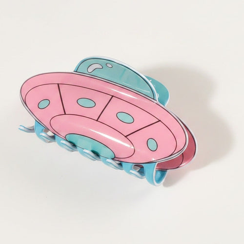 Alien UFO Hair Claw Clip - Pink & Teal Alien UFO – hair accessories (view 1)