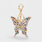 Rainbow Rhinestone Butterfly Keychain - Multicolor