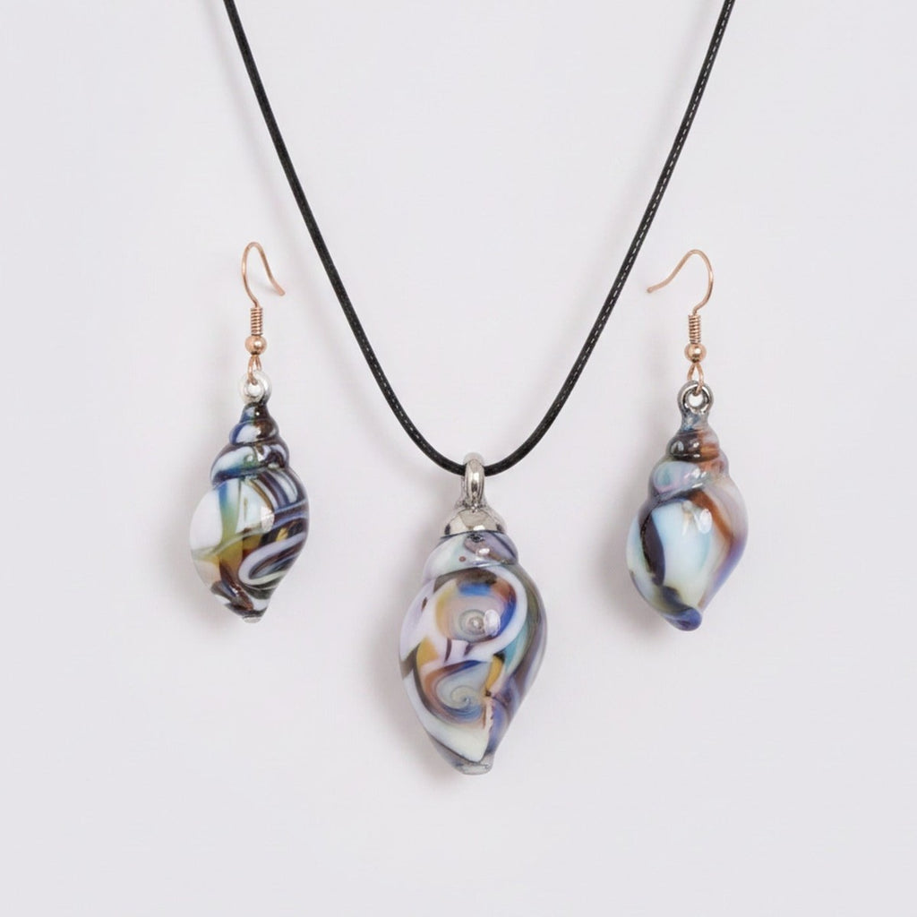 Iridescent Shell Pearl Earring & Necklace Set – jewelry (view 1)