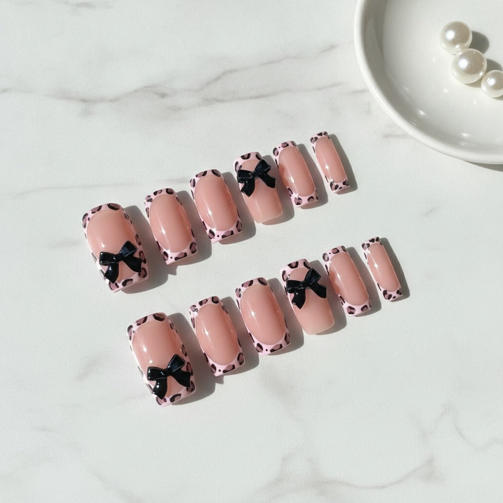 Leopard Bow Press-On Nails - Type 2