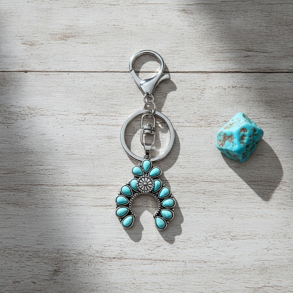 Turquoise Western Horseshoe Keychain - Type 5