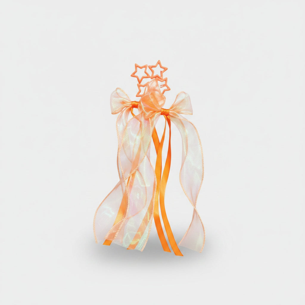 Star Charm Ballet Ponytail Clip Set Orange