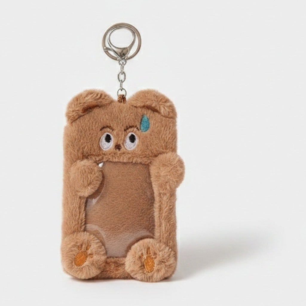 Anxious Bear Plush Keychain - Caramel