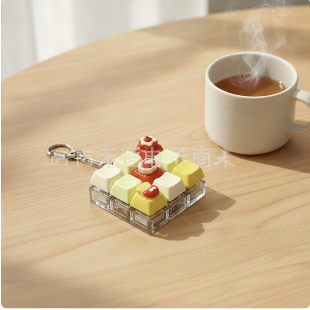 Mini Keyboard Keychain - Red & Cream Type 2