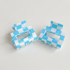 Hair Claws Colorblock Set Pack - Blue White Stripe 5cm – hair accessories (view 1)