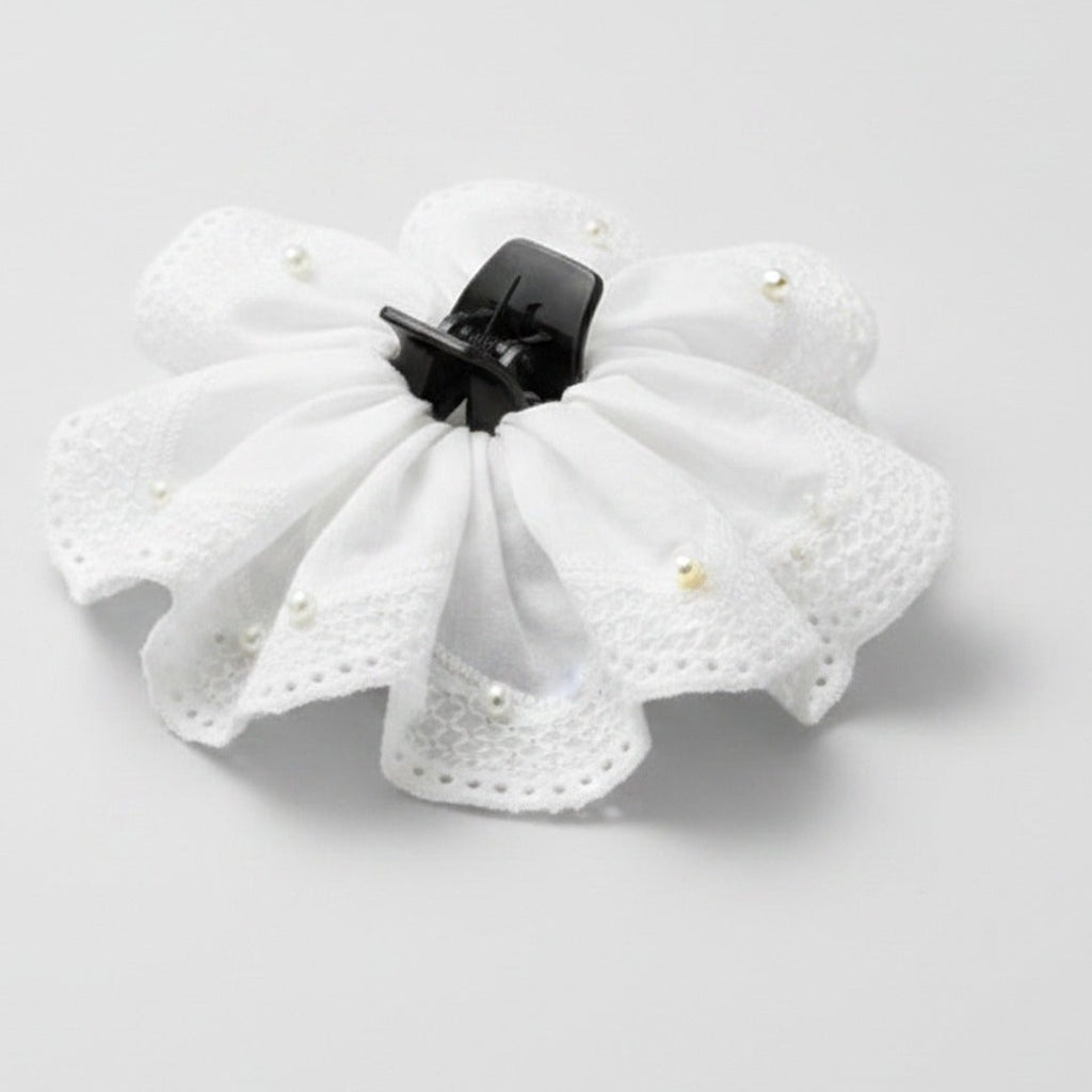 White Lace Flower Hair Claw Clip – hair accessories (view 1)