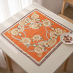 Floral Ribbon Square Scarf - Cream & Blue Alt