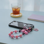 Beaded Star Charm Keychain - Barbie Pink Star
