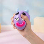 Smiley Face Mood Squishy - Blue - squeeze in hand