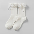 White Ruffle Ribbon Crew Socks – apparel accessories (view 1)