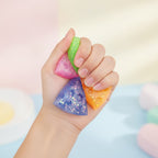 Glitter Triangle Cheese Squishy - Pink - squeeze in hand