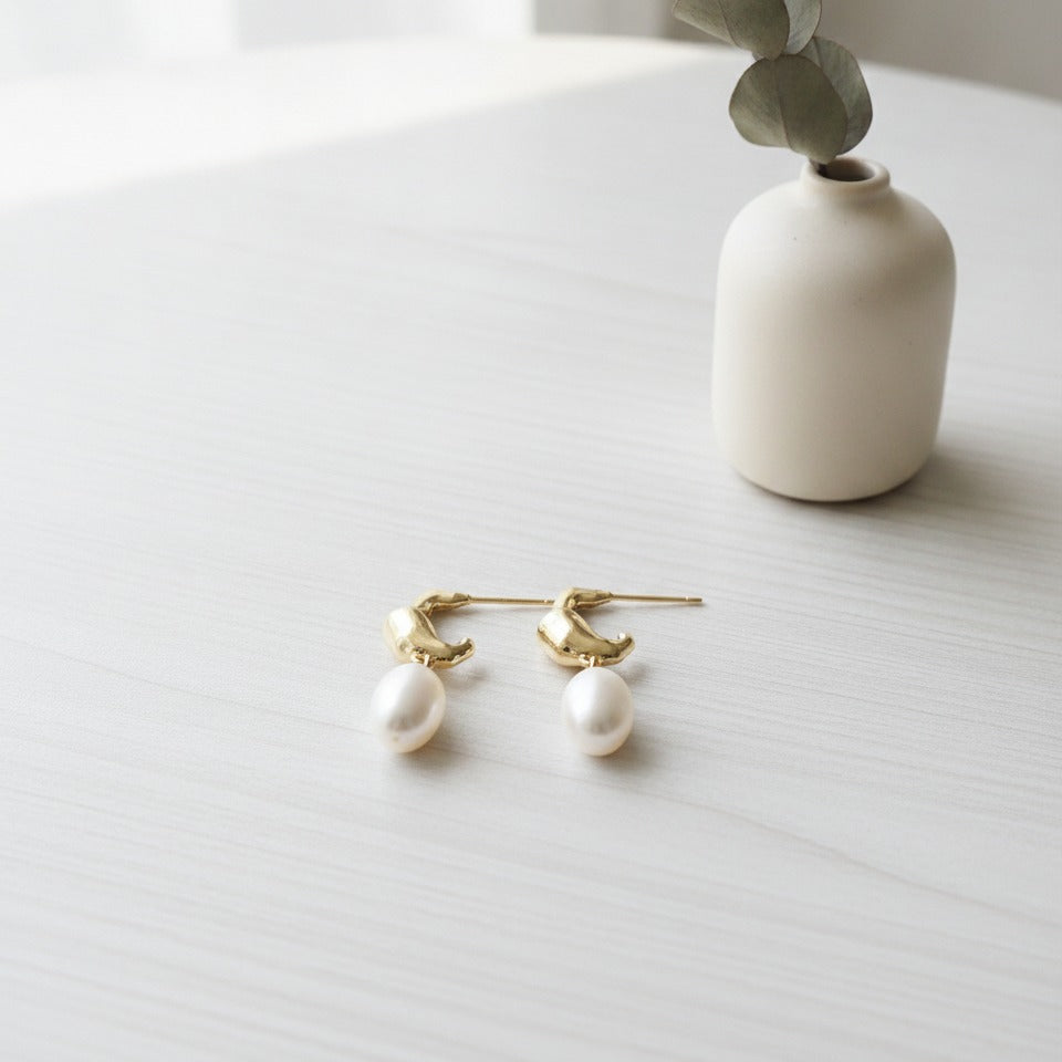 Twisted Pearl Drop Earrings