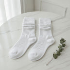 Slouchy Ribbed Crew Socks - White