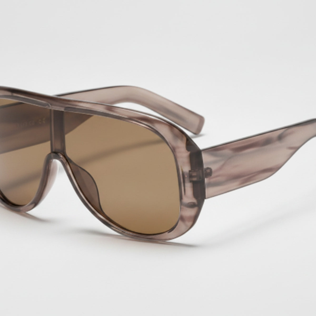 Oversized Shield Sunglasses - Taupe Stripe