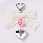 Lace Wing Heart Bag Charm - Beige