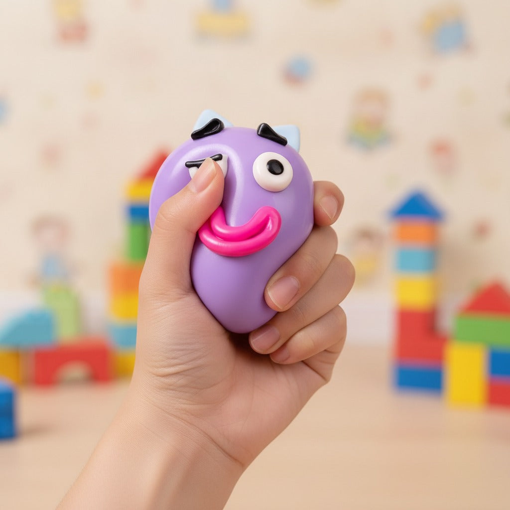 Squishy Pup Stress Ball - Pink - squeeze in hand