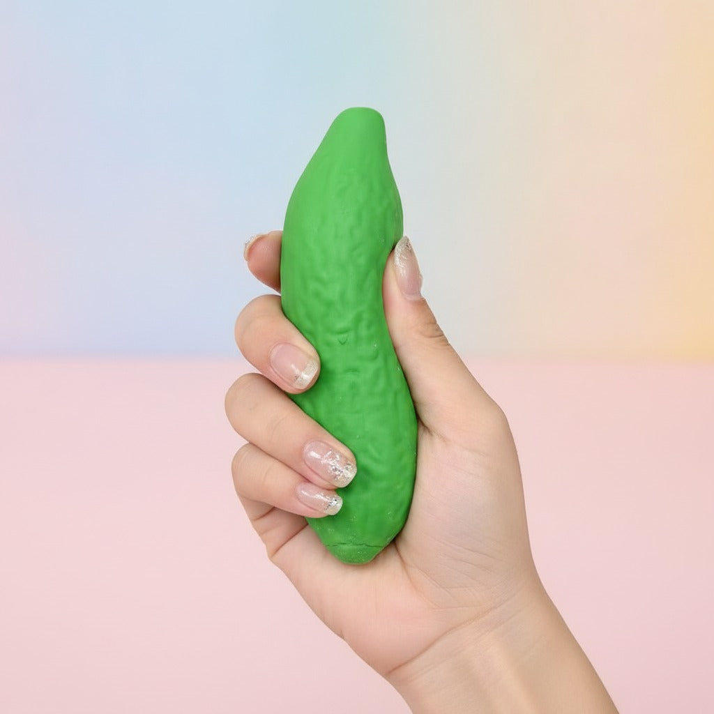 Stretchy Cucumber Squishy - Green - squeeze in hand