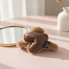 Fuzzy Heart Hair Claw - Coffee