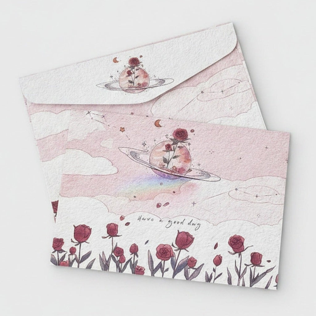 Pink Rose Flower Letter Writing Pad Set – stationery (view 1)