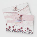 Pink Rose Flower Letter Writing Pad Set – stationery (view 1)