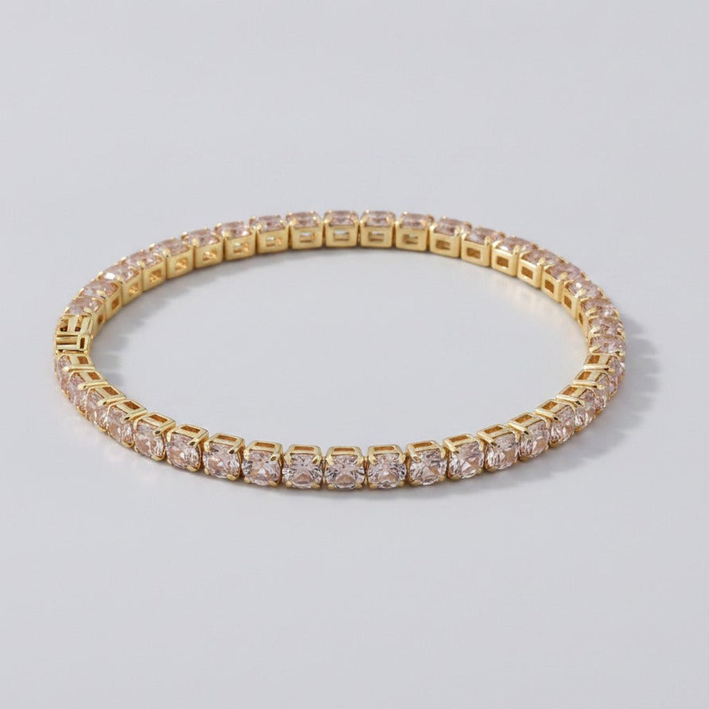 Delicate Crystal Tennis Bracelet - Champagne Gold