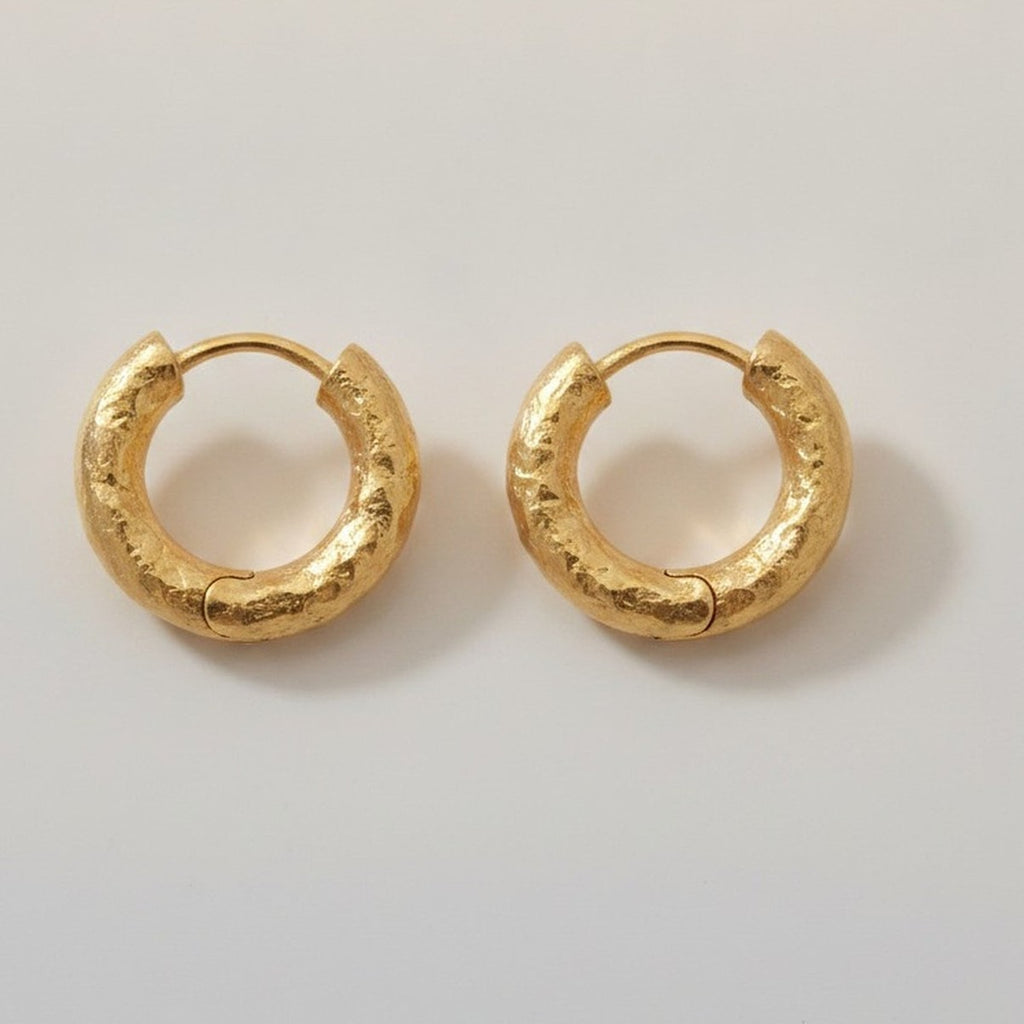 Chunky Textured Gold Hoop Earrings – jewelry (view 1)