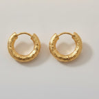 Chunky Textured Gold Hoop Earrings – jewelry (view 1)