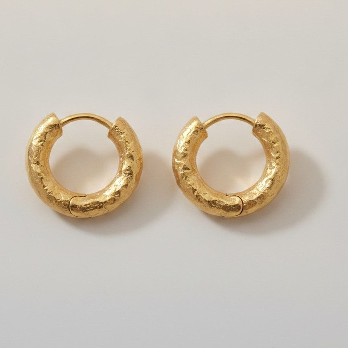 Chunky Textured Gold Hoop Earrings – jewelry (view 1)
