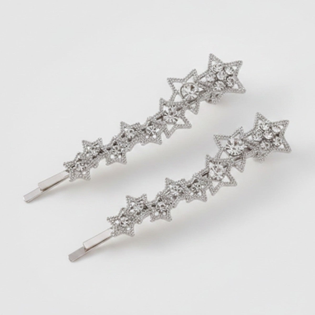 Star Rhinestone Hair Clips Silver Set – hair accessories (view 1)