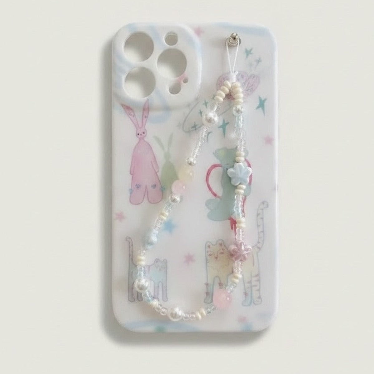 Pastel Whimsical Phone Case with Beaded Charm – tech (view 1)